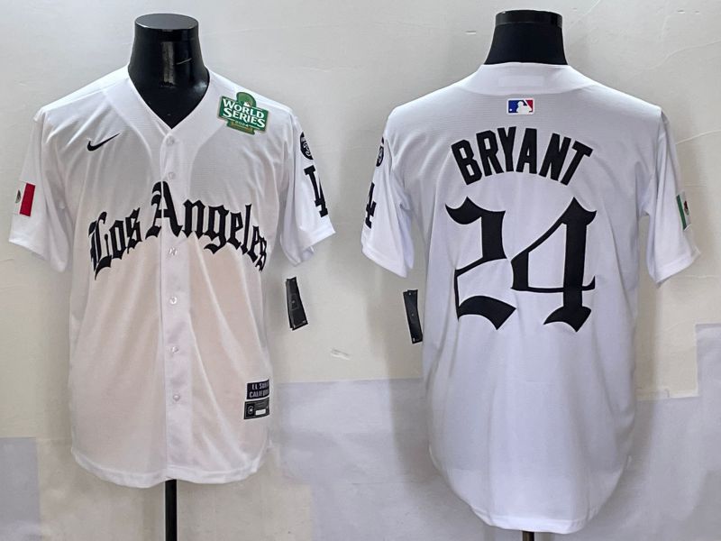 Men Los Angeles Dodgers #24 Bryant White Five generations Joint Name 2025 Nike MLB Jersey style 9